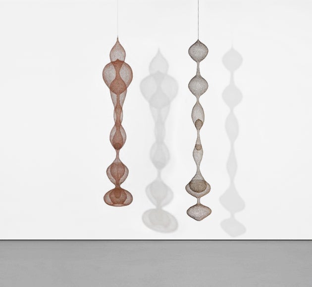 [left] Untitled (S.401, Hanging Seven-Lobed, Continuous Interlocking Form, with Spheres within Two Lobes), circa 1953-1954. Achieved $5,382,500 in 2020 [right] Untitled (S.267, Hanging Six-Lobed, Four Part, Discontinuous Surface with Interior Forms in the Third, Fourth and Fifth Lobes, 1952. Achieved $4,255,00 in 2020
