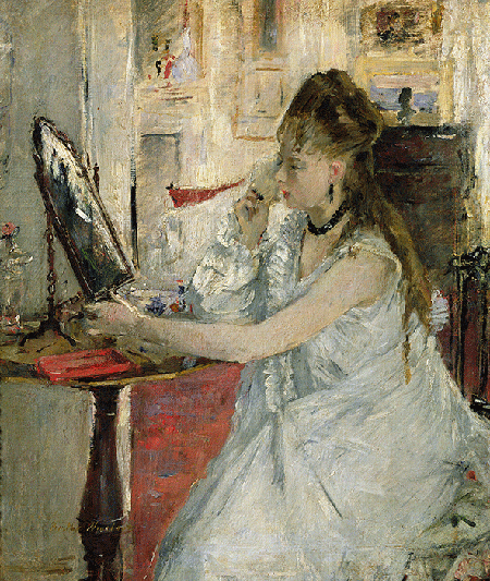Berthe Morisot, Young Woman Powdering her Face, 1877, oil on canvas, Musee d'Orsay, Paris. Image: Bridgeman Images.