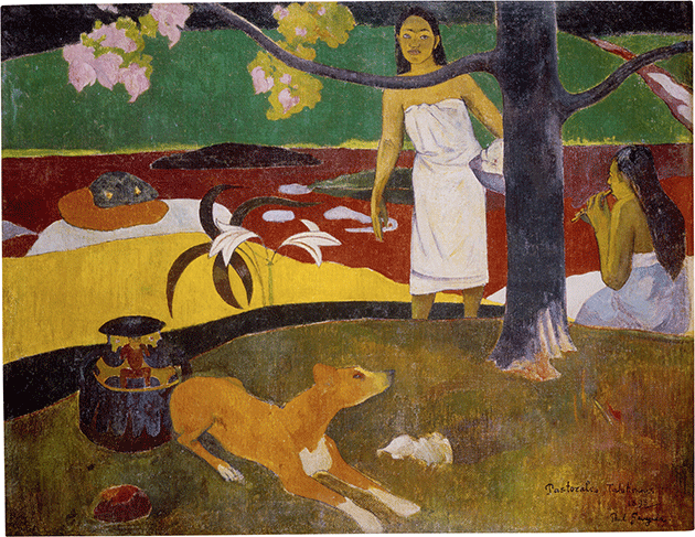 Paul Gaugin, Two Tahitian Women and a Dog (Tahitian Pastorales), 1893, oil on canvas, Hermitage Museum, St. Petersburg.  Image: Scala, Florence.   