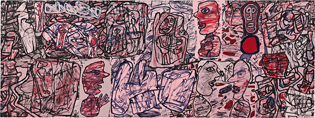 Jean Dubuffet, Convergences, 1976, vinyl paint and cut-and-pasted paper mounted on canvas, Museum of Modern Art, New York.  © 2021. Digital image, The Museum of Modern Art, New York/Scala, Florence. © ADAGP, Paris and DACS, London 2021.