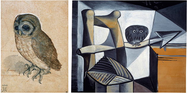 Pablo Picasso, Owl in an interior, 1946, oil on counterplate, Musee Picasso, Paris. Image: Bridgeman Images. © Succession Picasso/DACS, London 2021.
