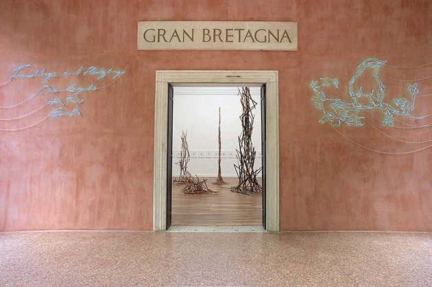 Tracey Emin's Our Angels installed at the entrance of the Venice Biennale's British Pavilion, on the occasion of the artist's solo presentation, Borrowed Light, 2007. Image: © Tracey Emin. All rights reserved, DACS/Artimage 2021.