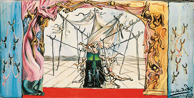 Salvador Dali, Design for the set of Romeo and Juliet: Backdrops and Wing Flats, 1942. Image: Christie’s Images/Bridgeman Images  © Salvador Dali, Fundació Gala-Salvador Dalí, DACS 2021