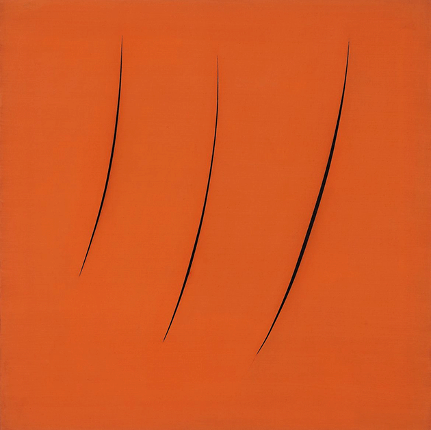  Lucio Fontana, Concetto spaziale, Attese, 1959, Solomon R. Guggenheim Museum, New York. Image: The Solomon R. Guggenheim Foundation/Art Resource, NY/ Scala, Florence, Artwork: © Lucio Fontana/SIAE/DACS, London 2022