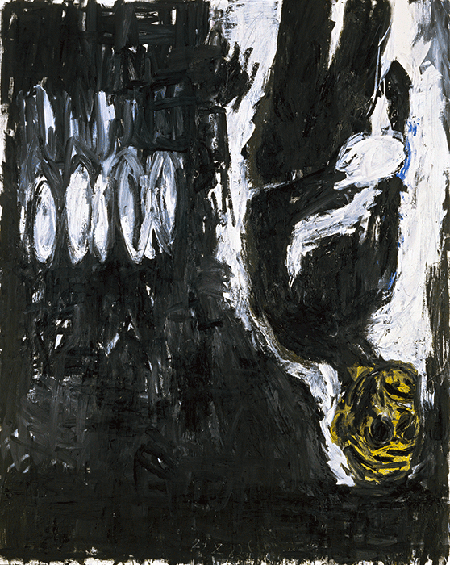 Georg Baselitz, Maler mit Fäustling, 1982, oil on canvas, SKD, Staatliche Kunstsammlungen Dresden. © Baselitz 2020. Image: SKD Dresden, Gercken Stiftung