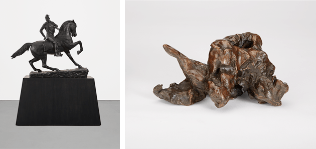 [left] Lot 348, Kehinde Wiley, Rumors of War, 2019. [right] Lot 134, Willem de Kooning, Untitled #4, 1969.