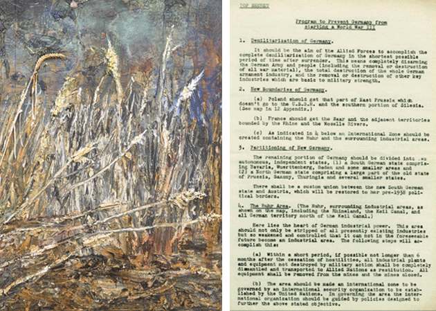 Detail of the present work  CAPTION: Document outlining the Morgenthau Plan. Image: The U.S. National Archives and Records Administration