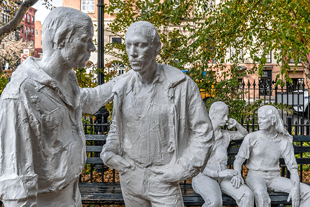 George Segal, Gay Liberation, commissioned 1979, installed 1992 (David Boyce pictured left), Image: Stefano Politi Markovina / Alamy Stock Photo